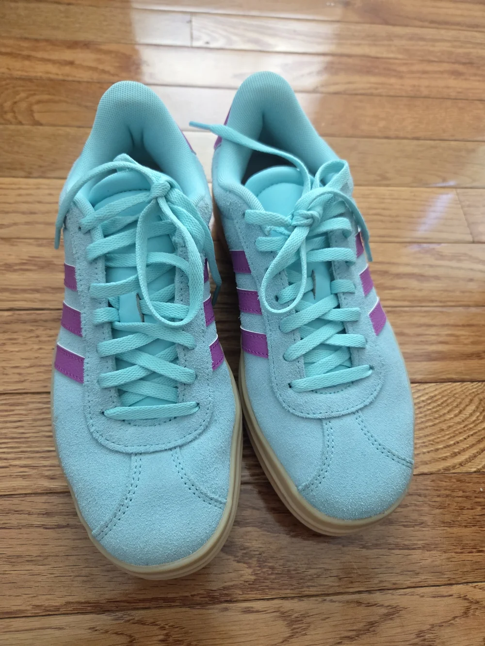 adidas Kids' Light Blue & Purple Suede Platform Sneakers